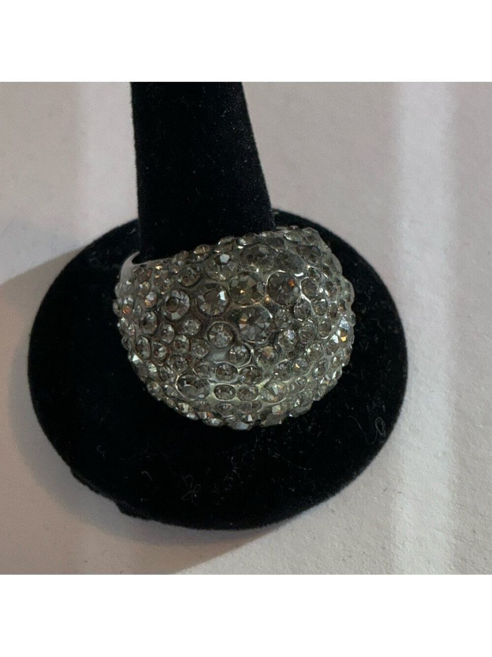 Neiman Marcus Silver Crystal Encrusted Ring Size 8